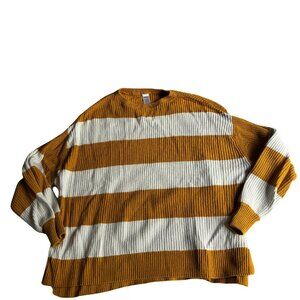 Anko Mustard & White Striped Oversized Knit Sweater